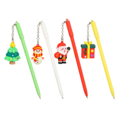 
          Ручка шариковая, Basir, синие чернила, серия "Новогодние", цветной корпус с фигуркой, 30 шт