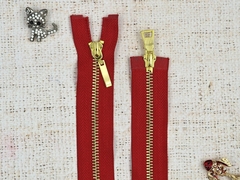 Молния шлифованная металл Т5, L 115 см, 2 бегунка, красный/золото