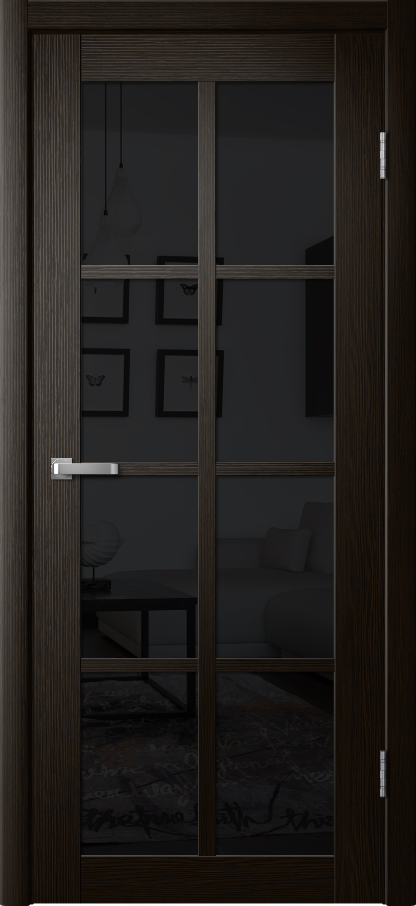 Дверь межкомнатная Ла Стелла 271, цвет мокко дуб, экошпон, стекло черное