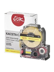 Кассета с лентой S'OK by Sakura Printing K4YRW для Epson , красный на желтом, 12мм, 8м