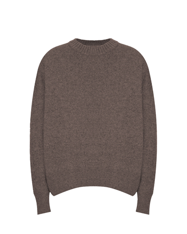 Джемпер из смесового кашемира с круглым вырезом шоколадный