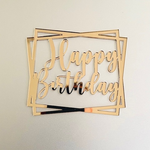 Бенто-топпер / Happy Birthday В17 / акрил  зеркальный золото