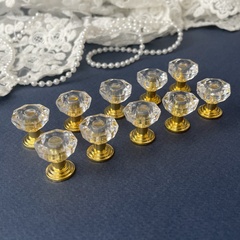 Ручка для шкатулки , цвет прозрачный с золотым, пластиковые, 1,9*2,2 см, набор 10 шт.