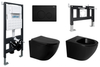 Abber AC1100MB-AC0105-AC0121MB-AC1150MB-AC0101P Комплект Abber унитаз AC1100MB черный матовый с инсталляцией AC0105 и кнопкой AC0121MB, биде AC1150MB с инсталляцией AC0101P