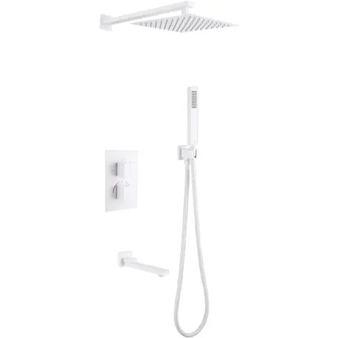 Abber Daheim AF8250W Душевая система скрытого монтажа с изливом, термостат, белая матовая