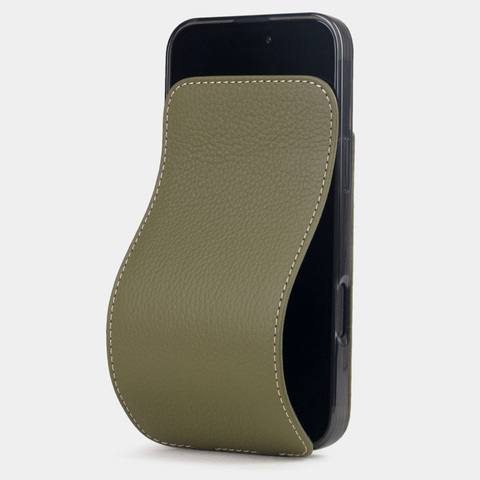 Чехол для iPhone 16 Plus из кожи теленка, зеленого цвета