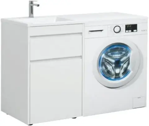 Aquanet 239302 Тумба с раковиной Токио 130 L напольная 1 ящик, б/к цвет белый глянец (239302)