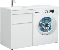 Aquanet 239302 Тумба с раковиной Токио 130 L напольная 1 ящик, б/к цвет белый глянец (239302) фото