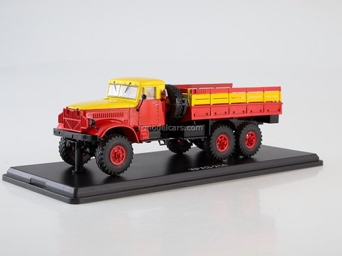 KRAZ-214 flatbed truck Mosgortrans red-yellow 1:43 Start Scale Models (SSM)