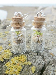 Баночки - бутылочки с пробковой крышкой, стеклянные, прозрачные 40 мл, 8*3*3 см, набор 6 штук.