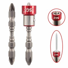 Набор бит с магнитным адаптером PZ2+PH2 3шт SGS 6365-PZPH-3