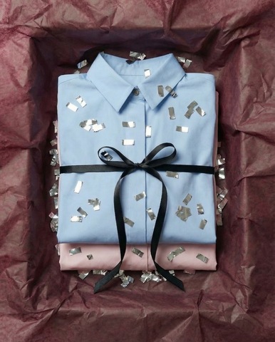 Рубашка свободного кроя из хлопка голубой