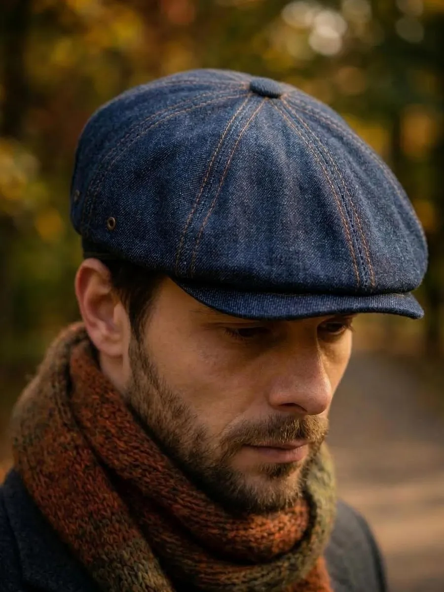 Кепка восьмиклинка джинсовая осенняя