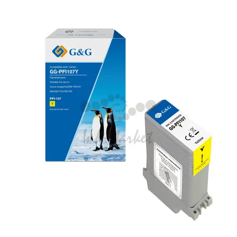 Картридж струйный G&G GG-PFI107Y желтый (130мл) для Canon imageProGRAF iPF670, 680, 685, 770, 780, 785