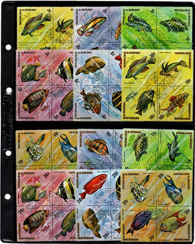 Серия марок - Бурунди - Рыбы - 1974 год - 48 штук - гашеные
