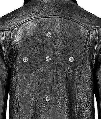 Affliction | Куртка мужская кожаная Pivotal A2001 аппликация на спине крест