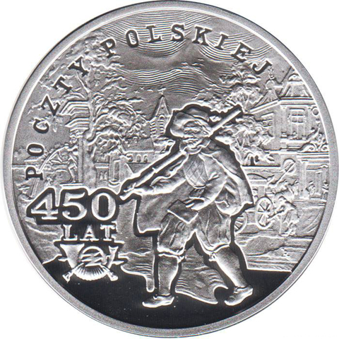 10 злотых. 450 лет Почты Польши. 2008 год. Польша.