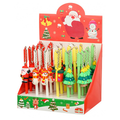 
          Ручка шариковая, Basir, синие чернила, серия "Новогодние", цветной корпус с фигуркой, 30 шт