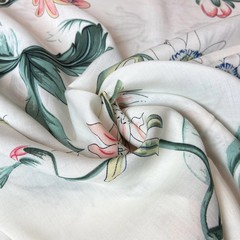 Ткань вискоза белая с лианами 3262