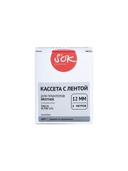 Кассета с лентой S'OK by Sakura Printing TZE131 для Brother P-Touch, черный на прозрачном, 12мм, 8м, наклейка