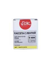 Кассета с лентой S'OK by Sakura Printing C53S653002 (LK-3YBP) для Epson  LW400, LW700, LW600P, LW1000P, K400, Z700, Z800, черный на желтом, 8мм, 8м, пастельная