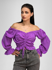 Топ Miss Sumaya 185 на резинке с длинным рукавом и затяжками спереди