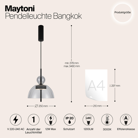 Подвесной светодиодный светильник Maytoni Bangkok MOD185PL-L11B3K1