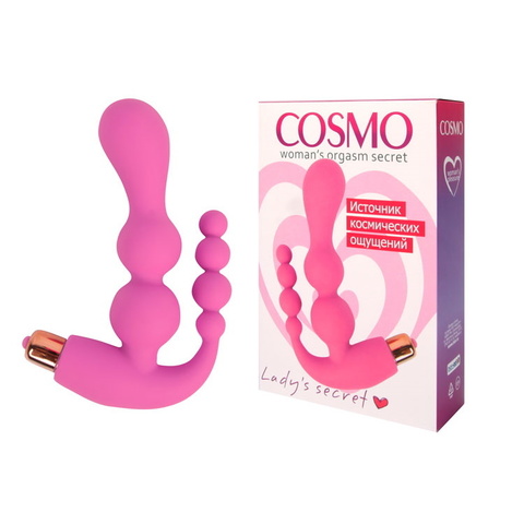 Розовый анально-вагинальный вибратор