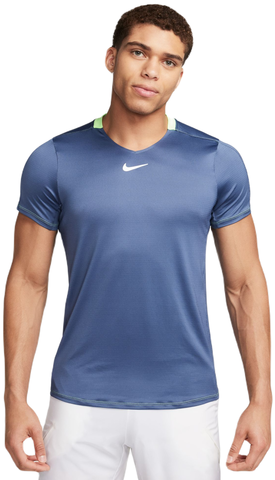 Футболка теннисная Nike Court Dri-Fit Advantage Crew Top - diffused blue/lime blast/white