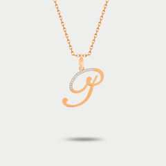 Подвеска-буква "Р" из розового золота 585 пробы с фианитами для женщин (арт. 75415)