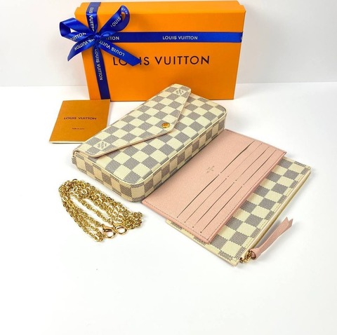 Клатч Louis Vuitton Felicie канва Damier Azur светло-серый
