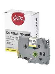 Кассета с лентой S'OK by Sakura Printing TZES641 для Brother,  черный на желтом, 18мм, 8м , наклейка