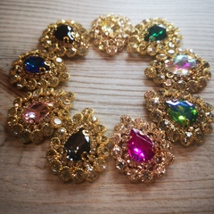 Стразы на цапах пришивные. Кабошон капля. Изумруд