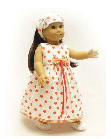 Хлопковое платье - На кукле. Одежда для кукол, пупсов и мягких игрушек.