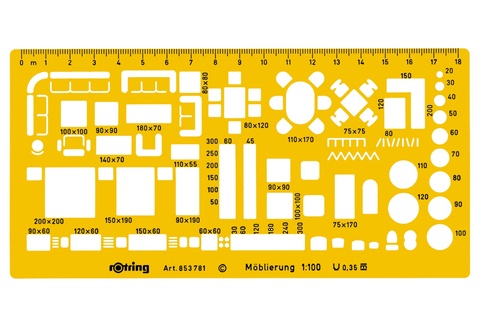 Шаблон архитектурный Rotring пластик 190x95x1.6 mm желтый/прозрачный 1:1 (S0238781)