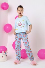 Пижама для девочки Единопончик-2 Виотекс ГОЛУБОЙ