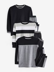 Пижама для мальчика Next K99-152, 3 шт., Черный, Серый