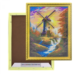 
          Алмазная мозаика Alingar, на подрамнике, с полным заполнением, (глянц) дизайн рамка, 30х40 см, 20 цветов, "Мельница"