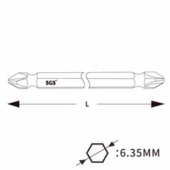 Набор бит с магнитным адаптером PZ2+PH2 3шт SGS 6365-PZPH-3