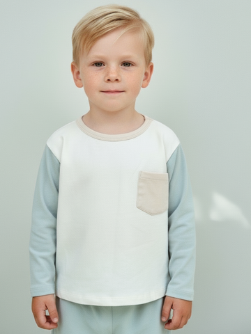 Лонгслив детский MIX молочный/мятный