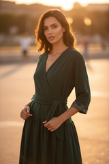 Любанька. Платье льняное, миди под пояс с вышивкой в этностиле PL-421102