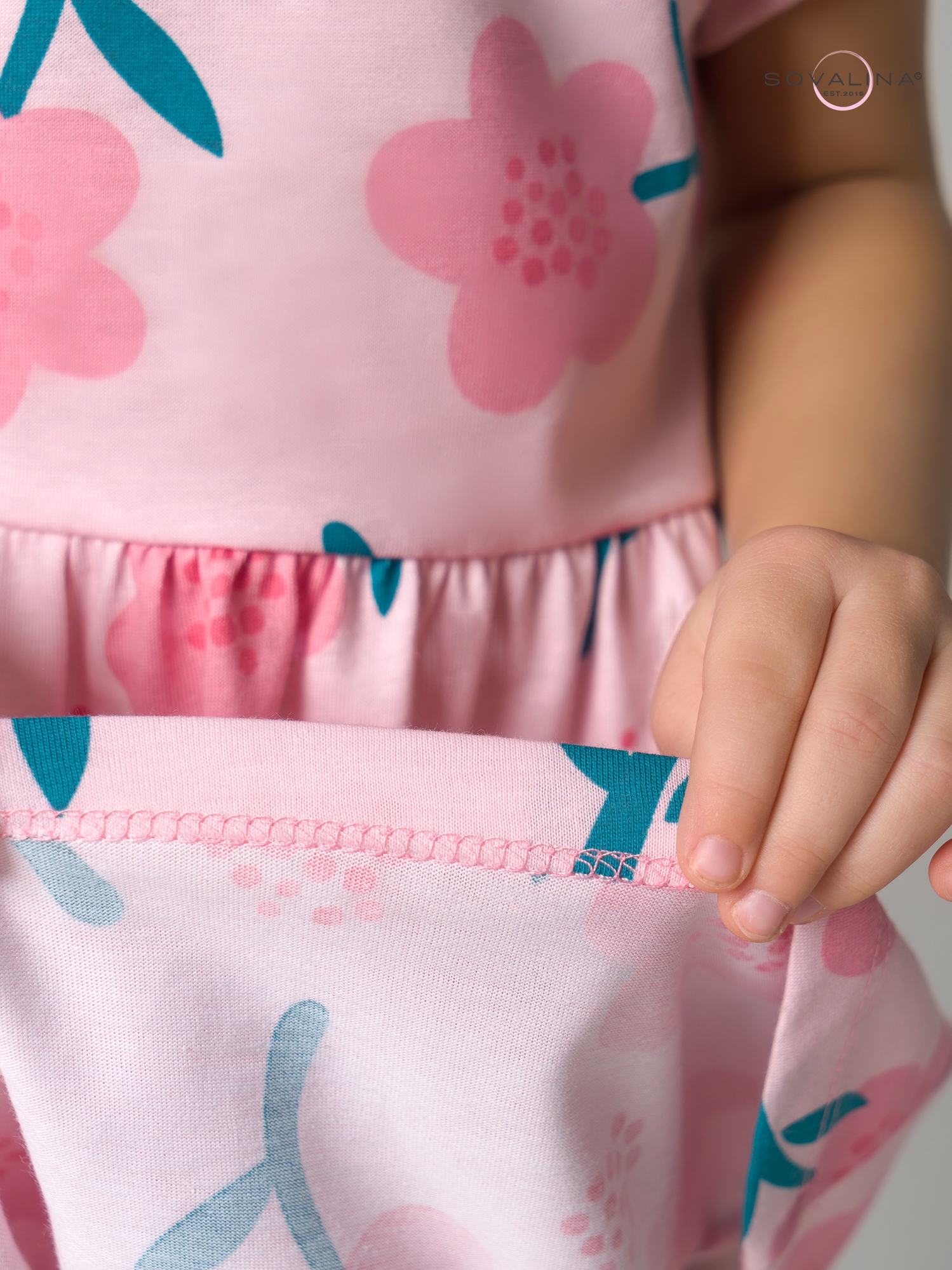 Платье Лето незабудки на пудре