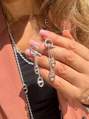 Серьги FARANDOL трансформеры с подвесками из не родированного серебра