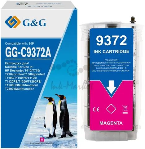 Картридж GG 72 GG-C9372A для HP DJ T610/T620, T770, T1100, T1120, T1200/T2300, T1300/T790, пурпурный (130мл)
