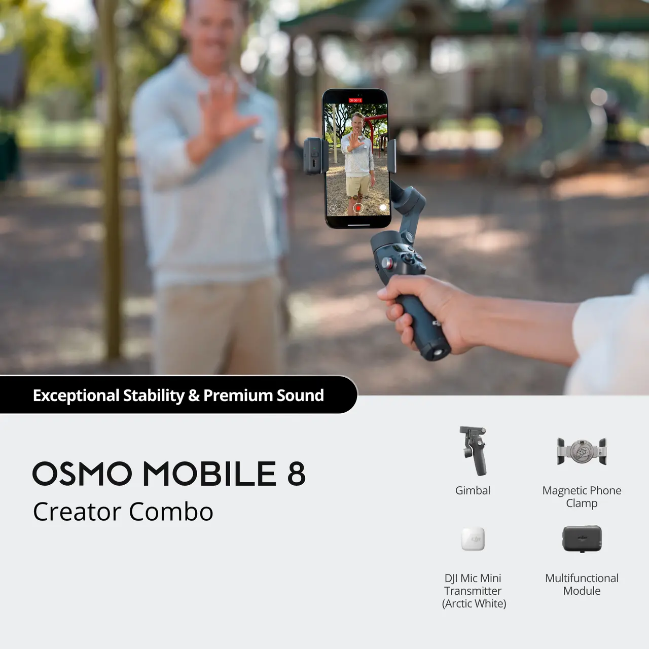 Электрический стабилизатор для смартфона DJI Osmo Mobile 8 Creator Combo Белый | Arctic White Электрический стабилизатор для смартфона DJI Osmo Mobile 8 Creator Combo Белый | Arctic White