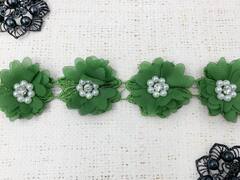 Кружево плетеное, ш. 4,5-5 см, зелёный