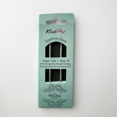KnitPro Mindful круговые съемные укороченные спицы (10 см) 3,5 мм арт. 36173