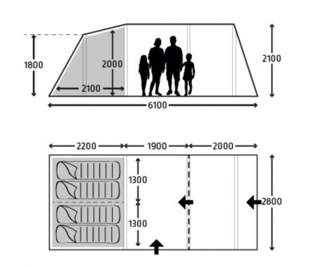 Кемпинговая надувная палатка KAMPA Hayling 4 AIR