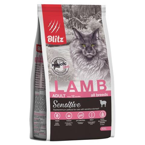 Blitz Adult Cats сухой корм для взрослых кошек (ягненок) 400 гр