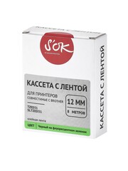Кассета с лентой S'OK by Sakura Printing TZED31 для Brother,  черный на зеленом, 12мм, 8м , наклейка
